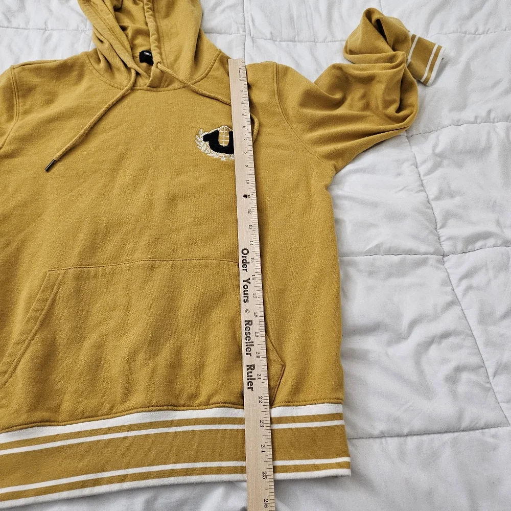 True Religion Sweatshirt Mens Medium Yellow Coast Collegiate Pullover Hoodie